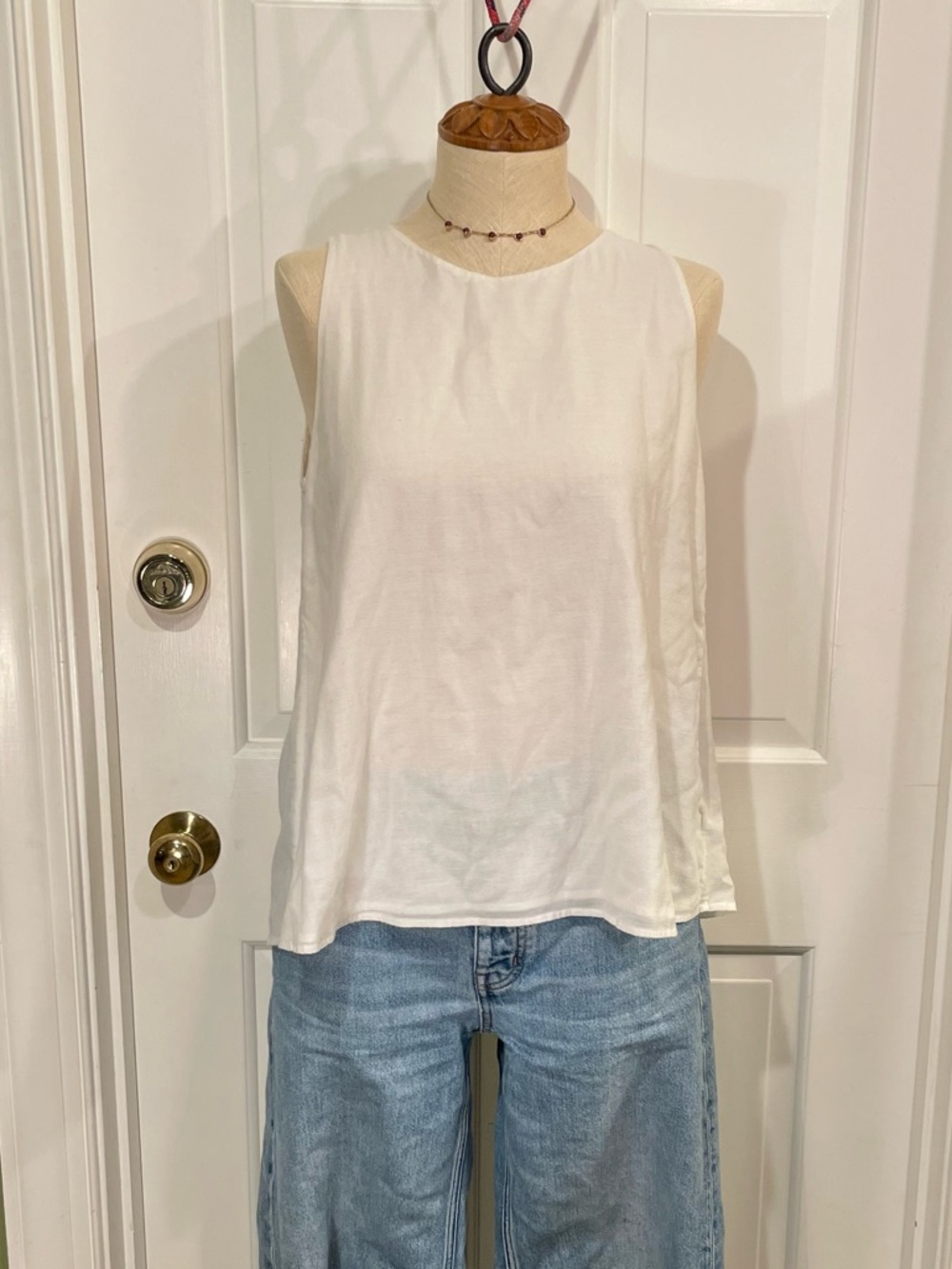 James Perse Cotton and Silk Cream Sleeveless Women's Top